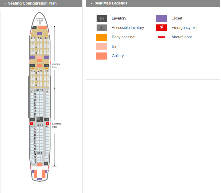 Ceci est un plan de cabine de nos Airbus 330-200.