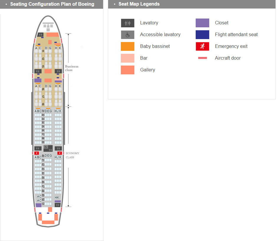 This is a seat map of our Boeing 787-8