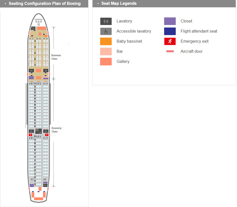 Dies ist der Sitzplan unserer Boeing 787-9